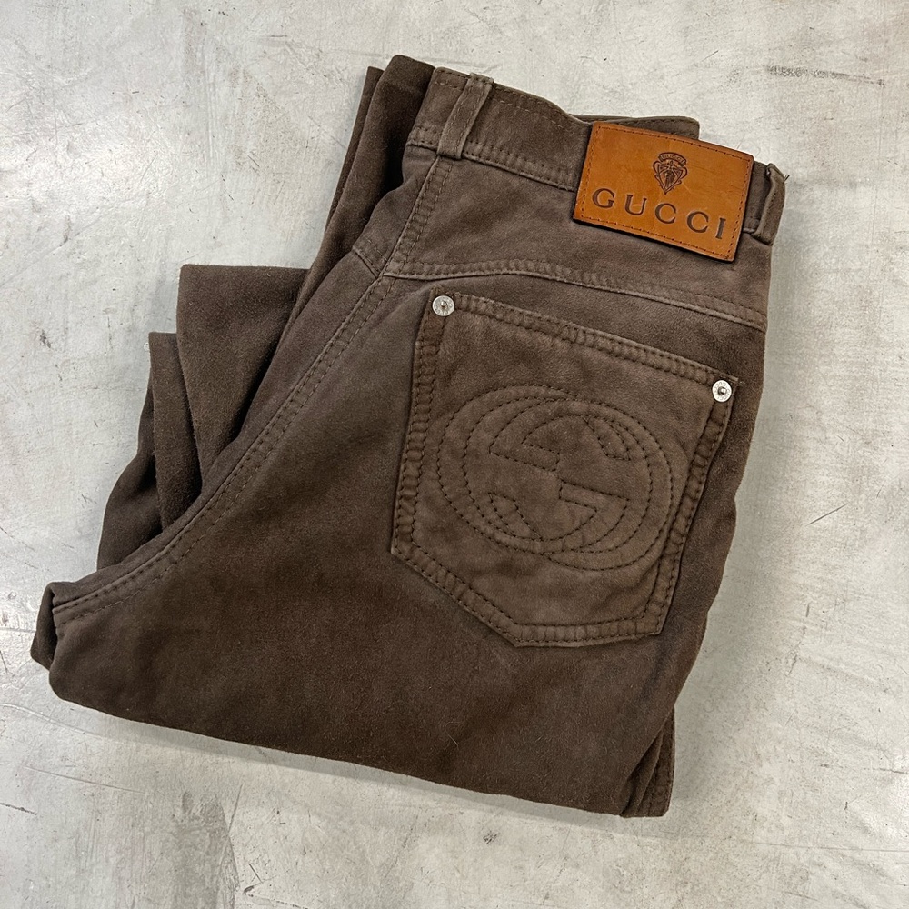 1995 GUCCI TOM FORD SUEDE TROUSERS